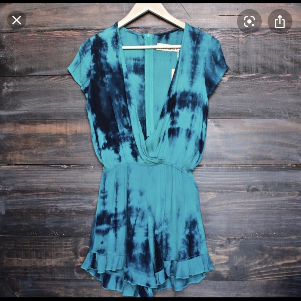 Reverse Teal Tie-Dye Romper